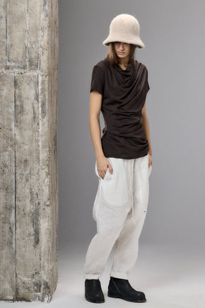 SHORT SLEEVE BLACK DRAPE BLOUSE