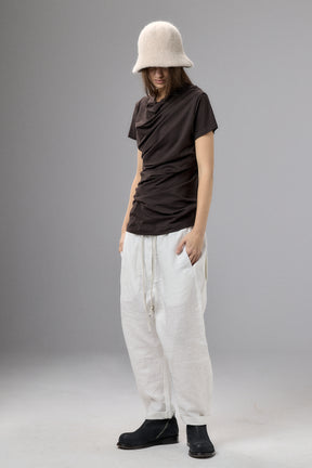 SHORT SLEEVE BLACK DRAPE BLOUSE