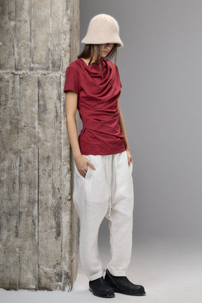 SHORT SLEEVE BLACK DRAPE BLOUSE