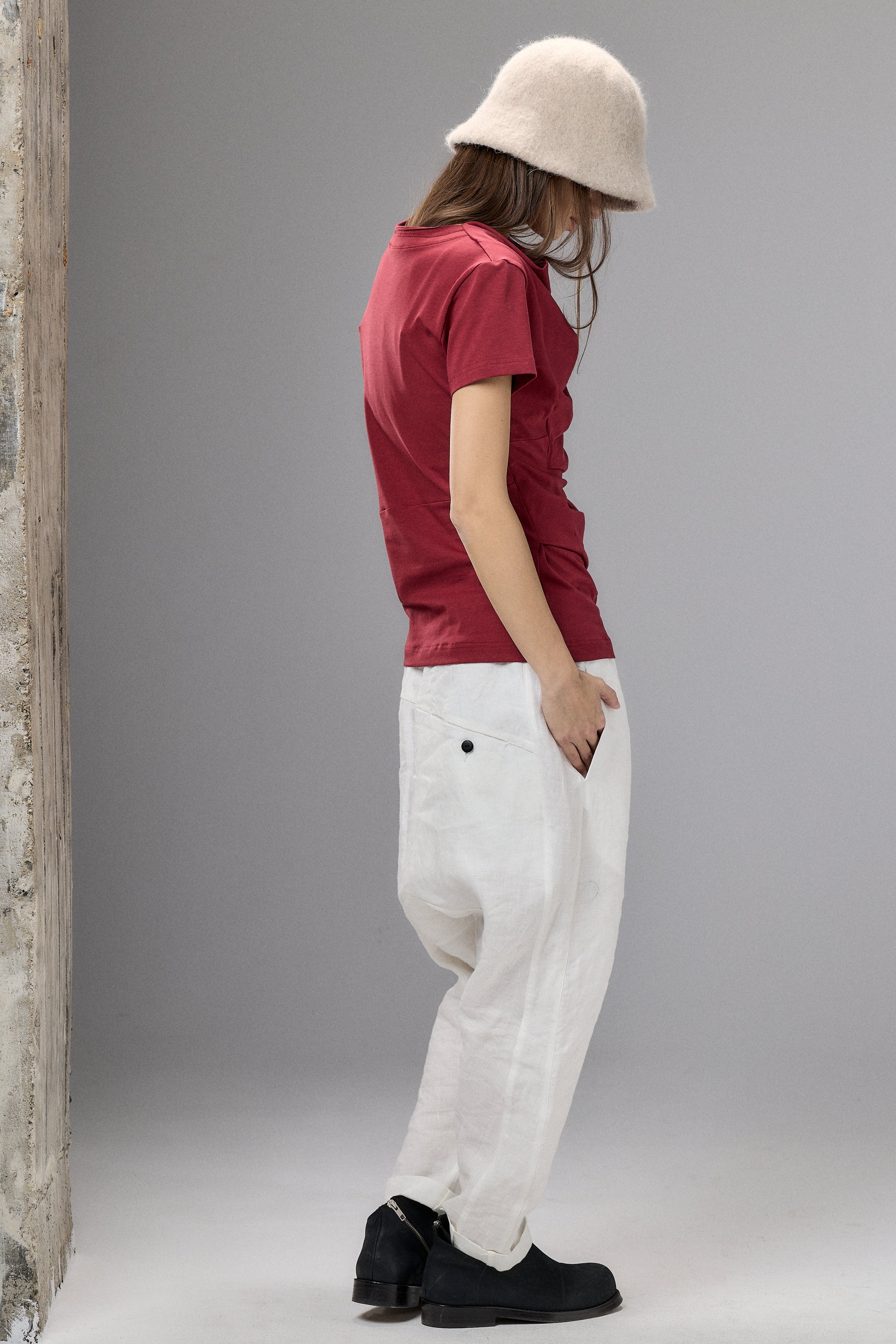 SHORT SLEEVE BLACK DRAPE BLOUSE