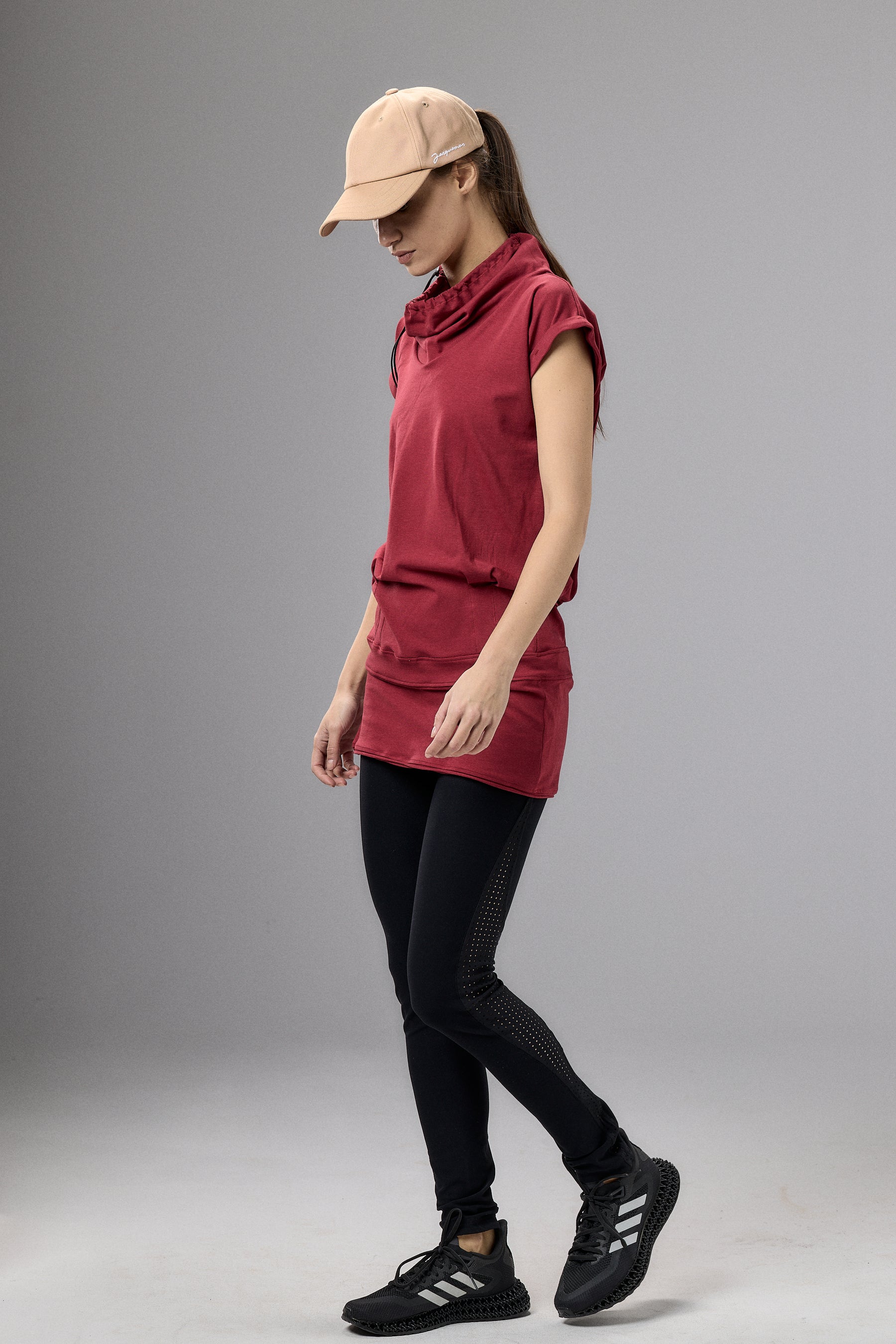 NEUTRAL GRAY YOGA TUNIC TOP