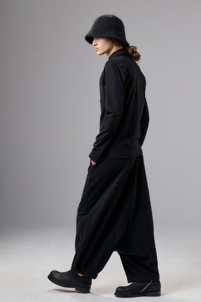 BLACK WIDE DROP CROTCH COTTON PANTS