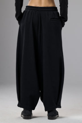 BLACK WIDE DROP CROTCH COTTON PANTS