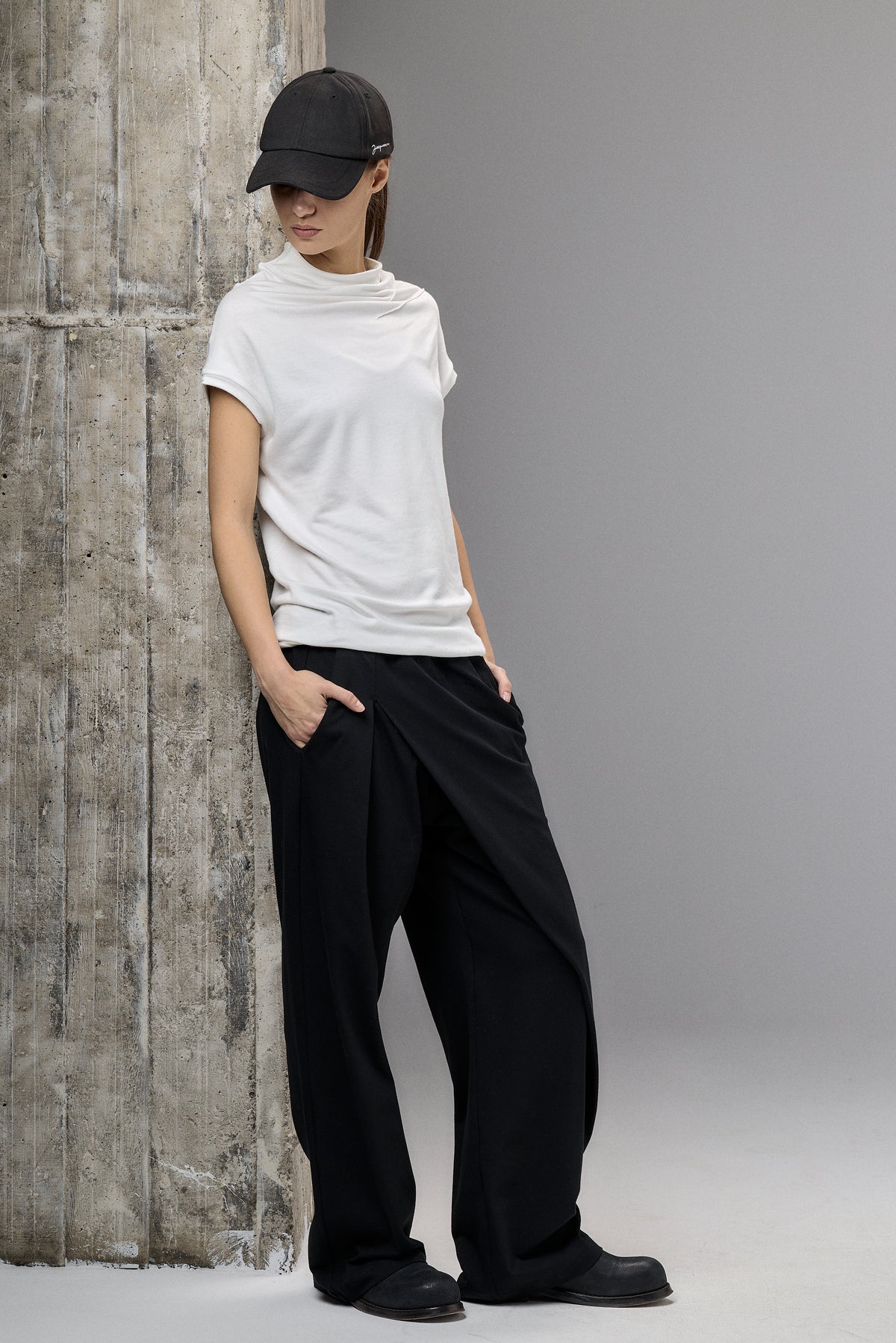 MUTED BORDO ASYMMETRICAL WRAP PANTS