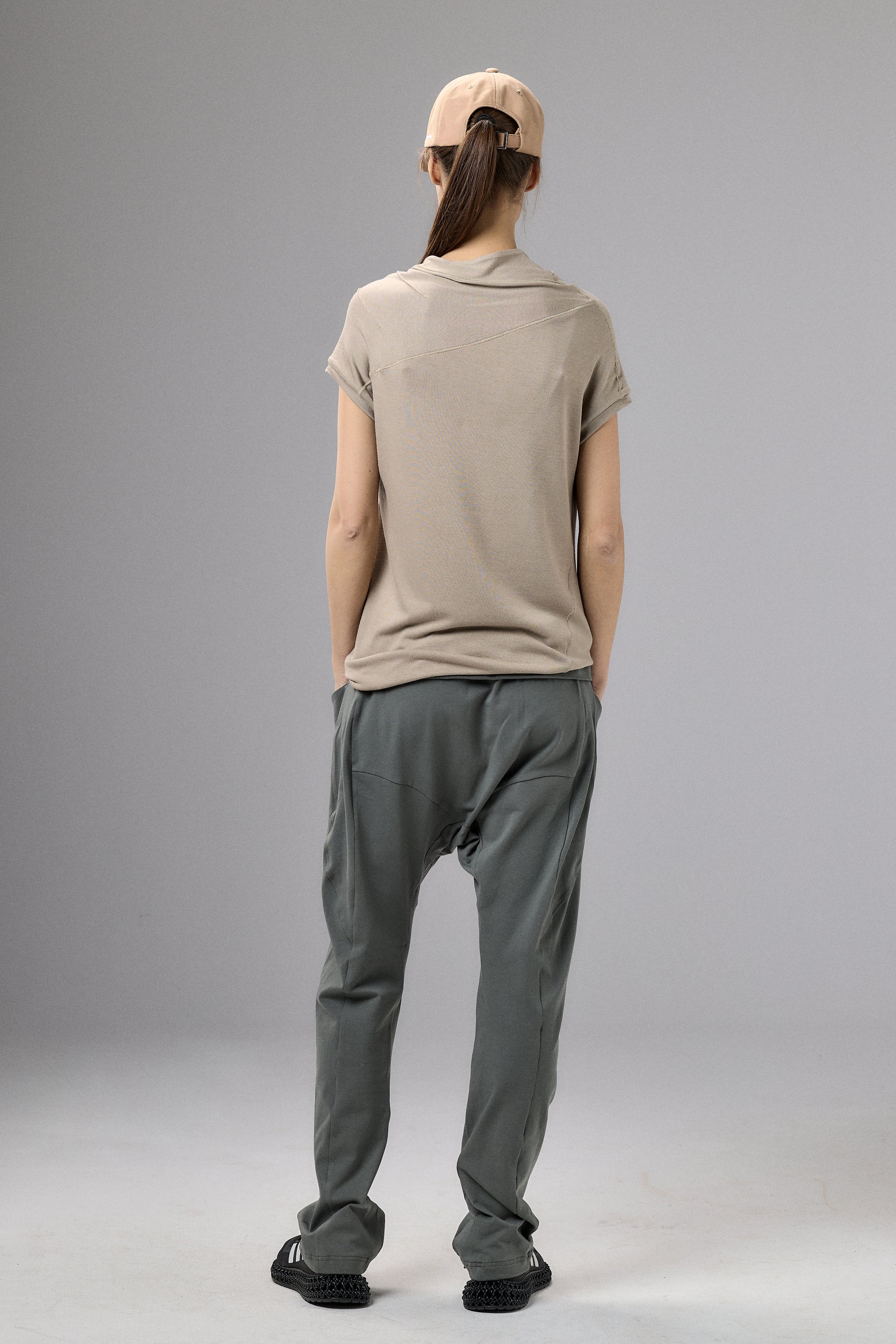 OLIVE GREEN DROP CROTCH PANTS WITH POCKETS