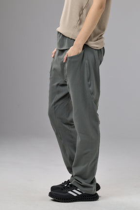 OLIVE GREEN DROP CROTCH PANTS WITH POCKETS