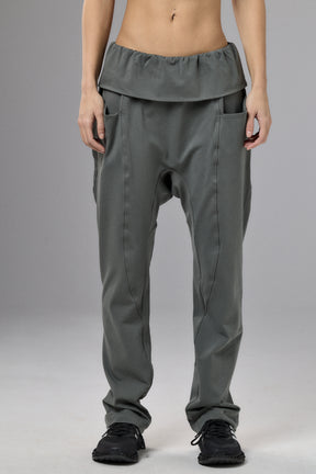 OLIVE GREEN DROP CROTCH PANTS WITH POCKETS