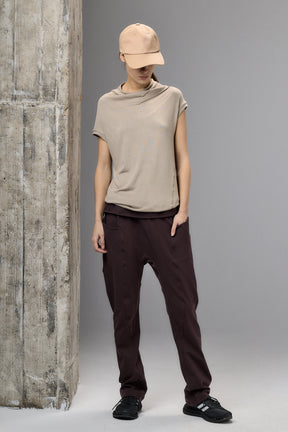 MUTED BORDO DROP CROTCH PANTS WITH POCKETS