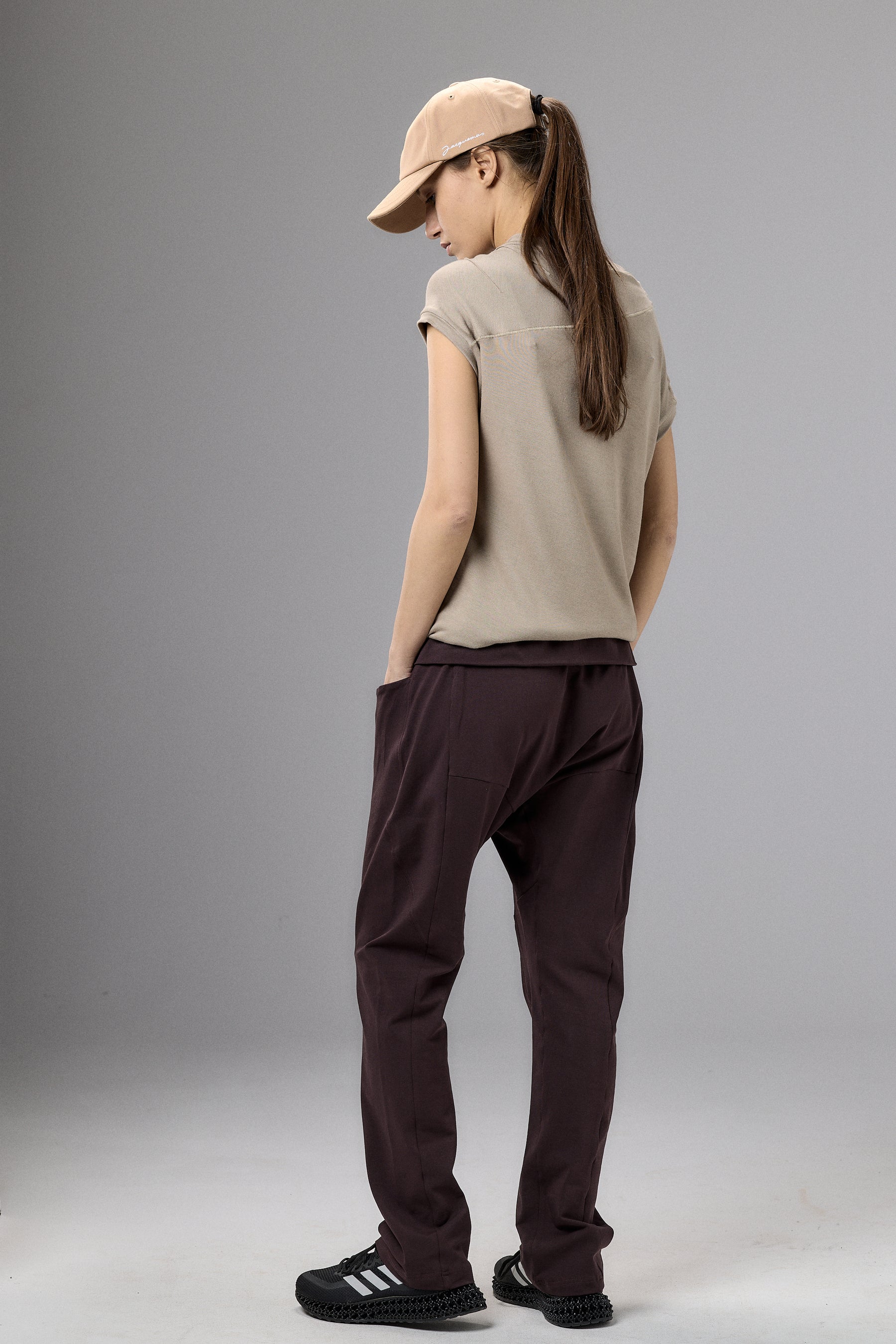 OLIVE GREEN DROP CROTCH PANTS WITH POCKETS