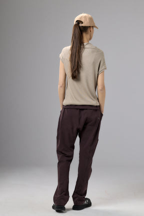 MUTED BORDO DROP CROTCH PANTS WITH POCKETS