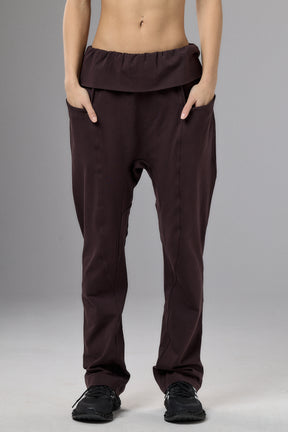 MUTED BORDO DROP CROTCH PANTS WITH POCKETS