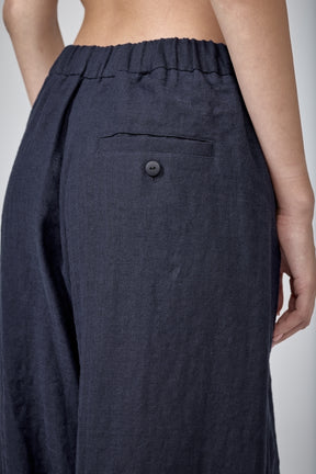 INK BLUE LOW CROTCH LINEN PANTS