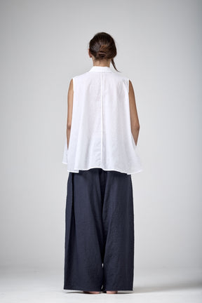 INK BLUE LOW CROTCH LINEN PANTS