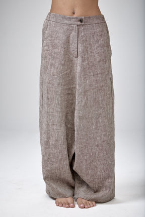 INK BLUE LOW CROTCH LINEN PANTS
