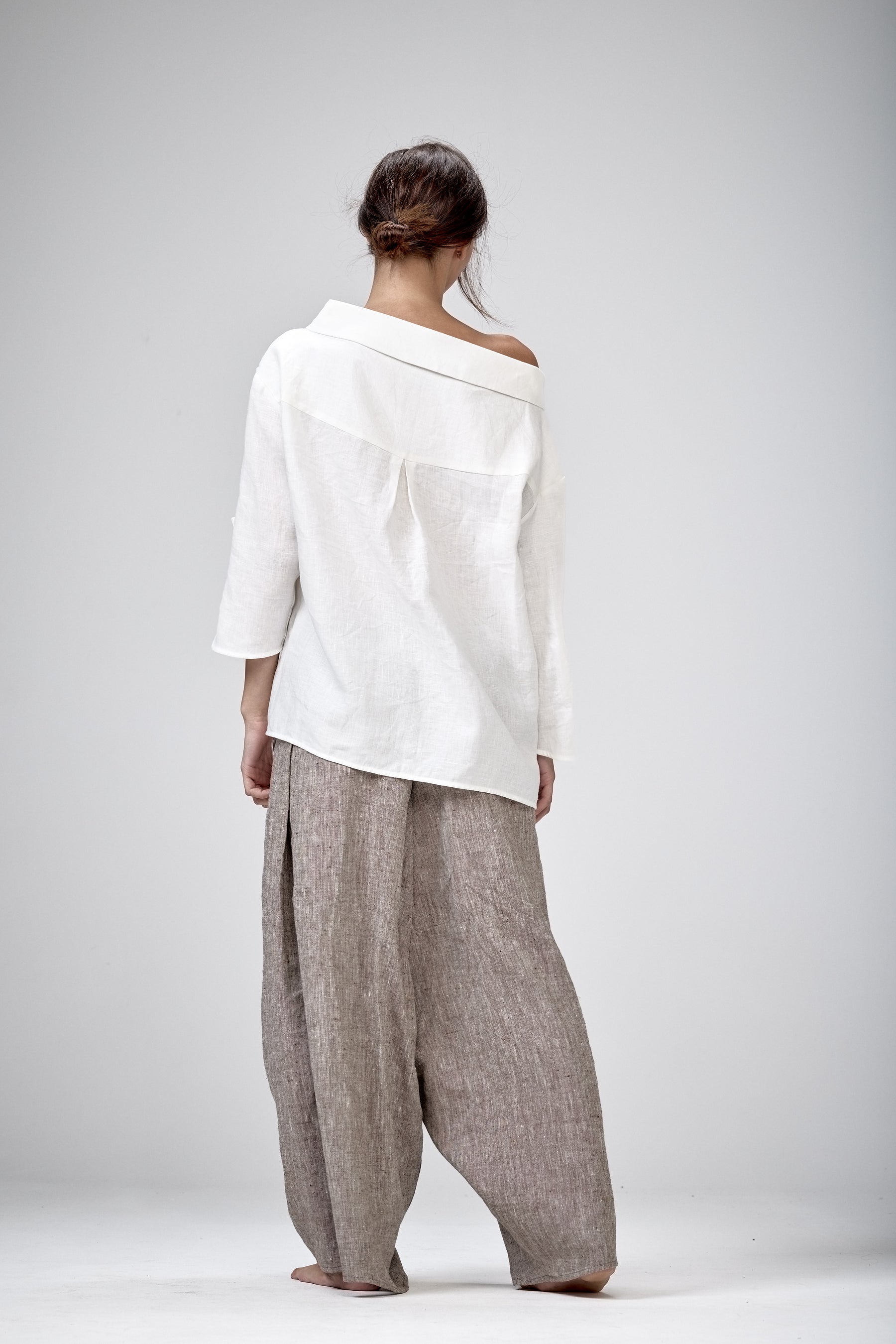 OFF SHOULDER LINEN SHIRT