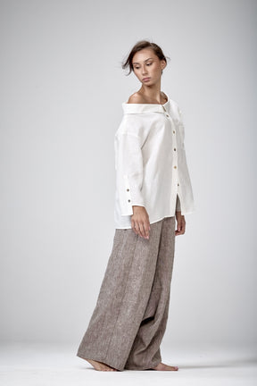 OFF SHOULDER LINEN SHIRT