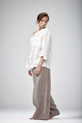 OFF SHOULDER LINEN SHIRT