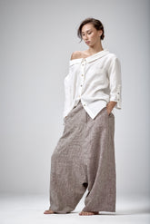 OFF SHOULDER LINEN SHIRT