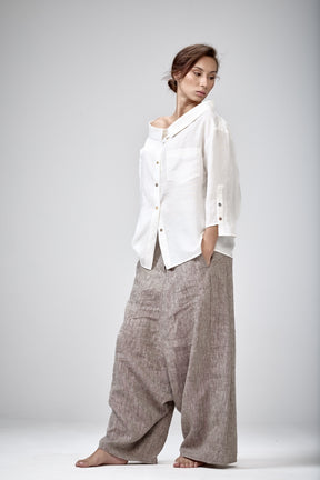 OFF SHOULDER LINEN SHIRT