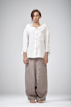 OFF SHOULDER LINEN SHIRT