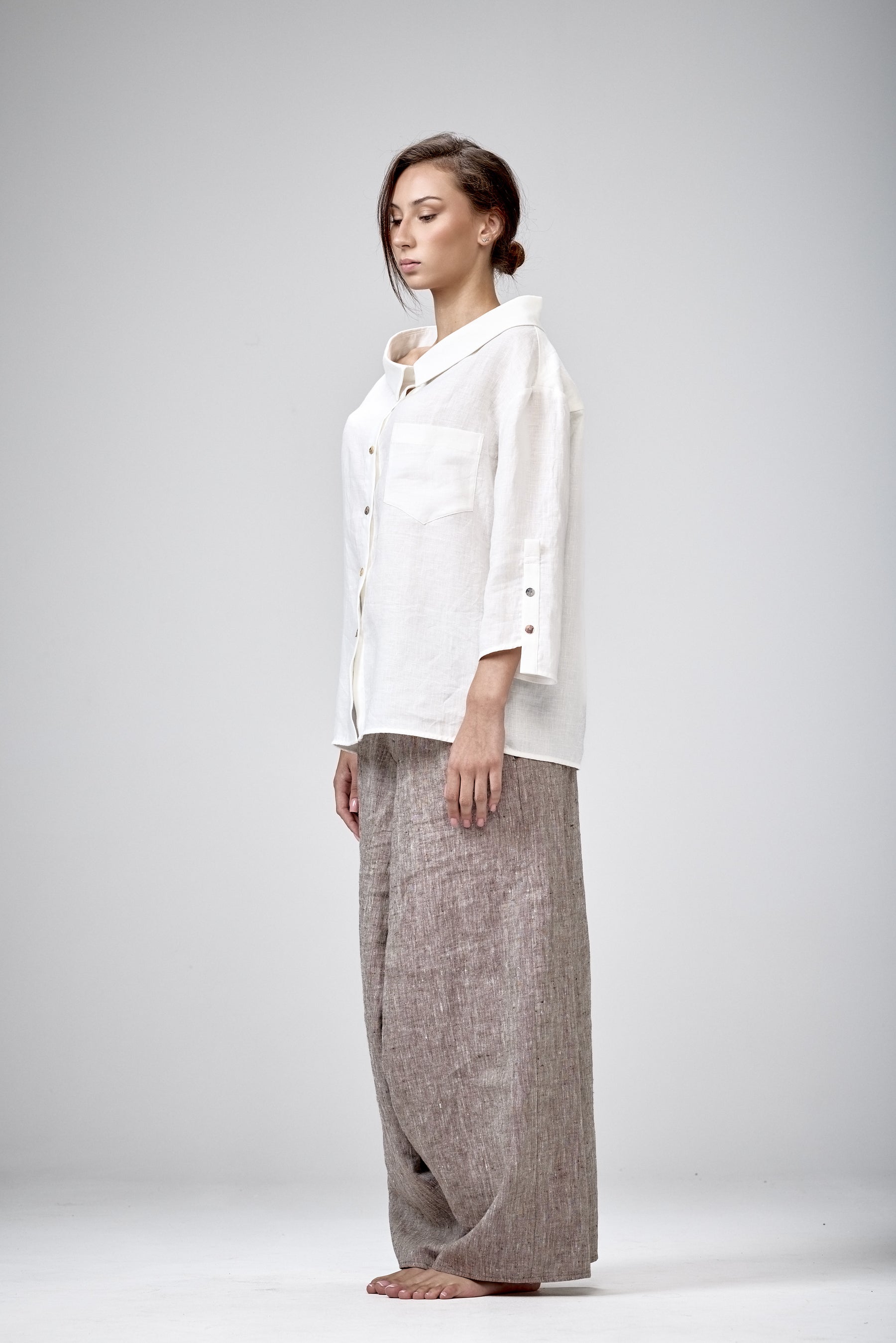 OFF SHOULDER LINEN SHIRT