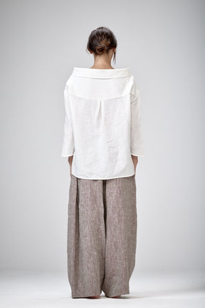 OFF SHOULDER LINEN SHIRT