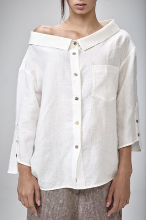 OFF SHOULDER LINEN SHIRT