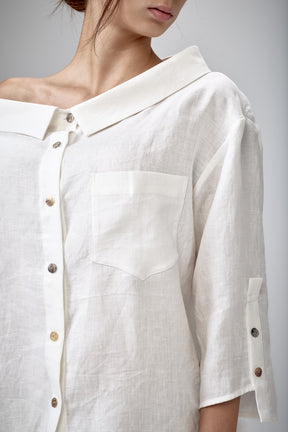 OFF SHOULDER LINEN SHIRT