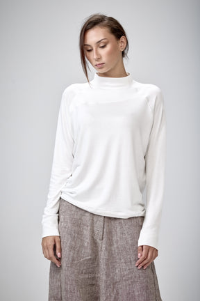 SLATE BLUE MOCK NECK LOOSE TOP