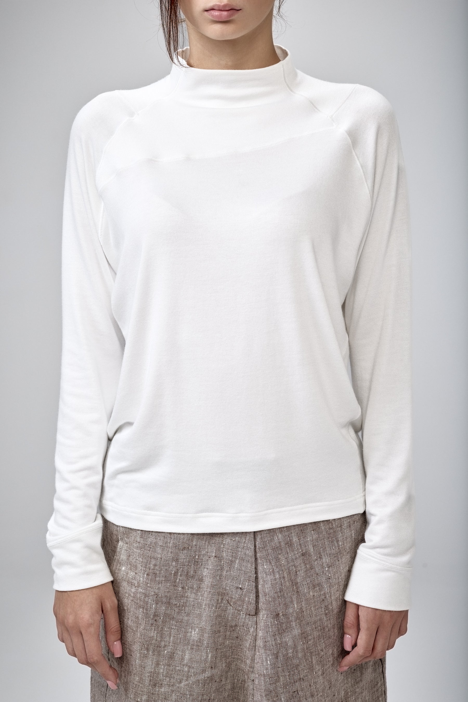 SLATE BLUE MOCK NECK LOOSE TOP
