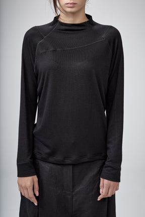 SLATE BLUE MOCK NECK LOOSE TOP