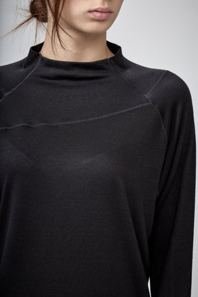 SLATE BLUE MOCK NECK LOOSE TOP