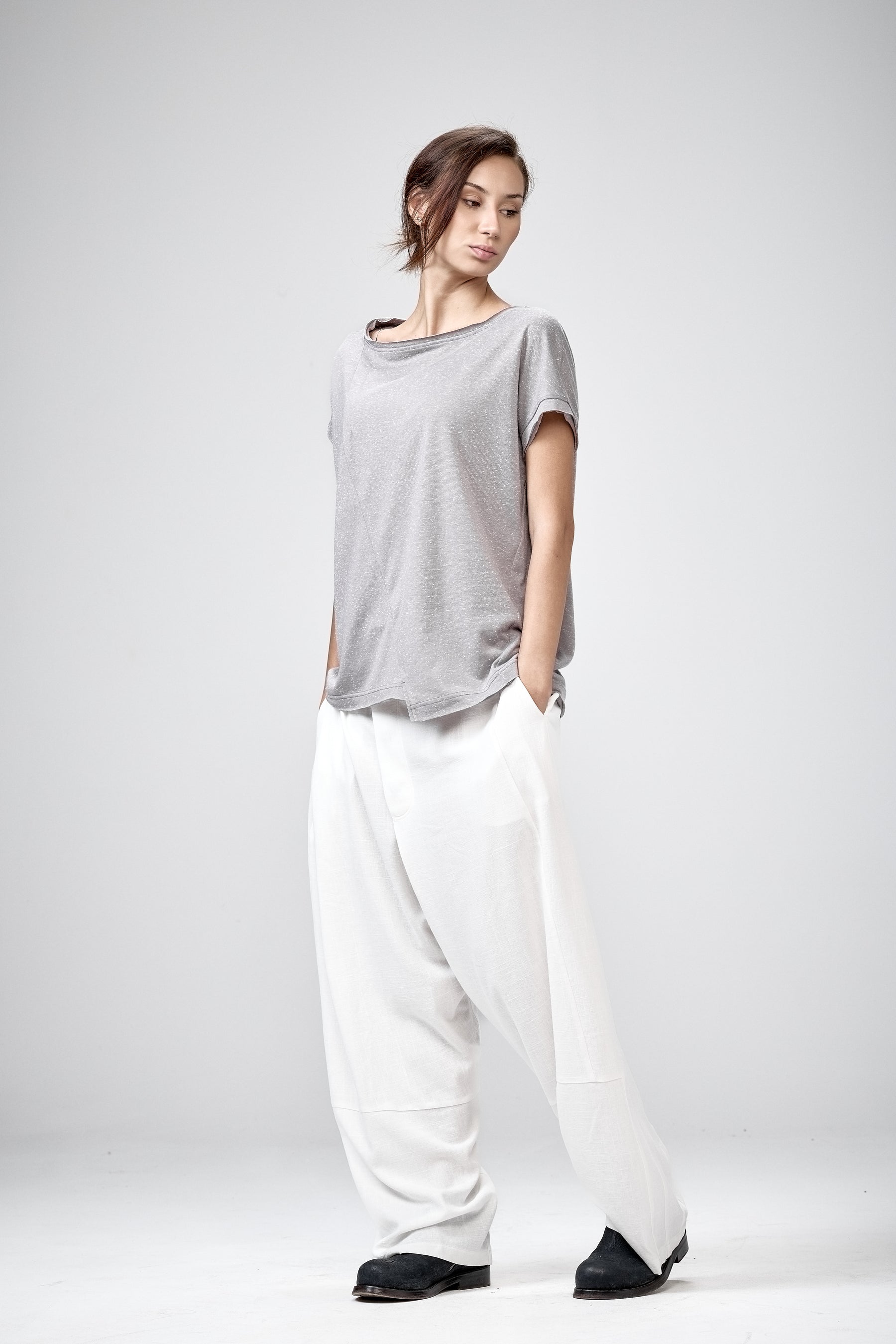 WHITE ASYMMETRICAL TOP