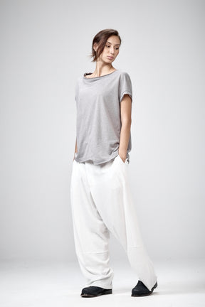 WHITE ASYMMETRICAL TOP