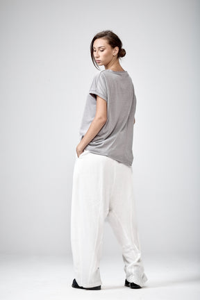 WHITE ASYMMETRICAL TOP