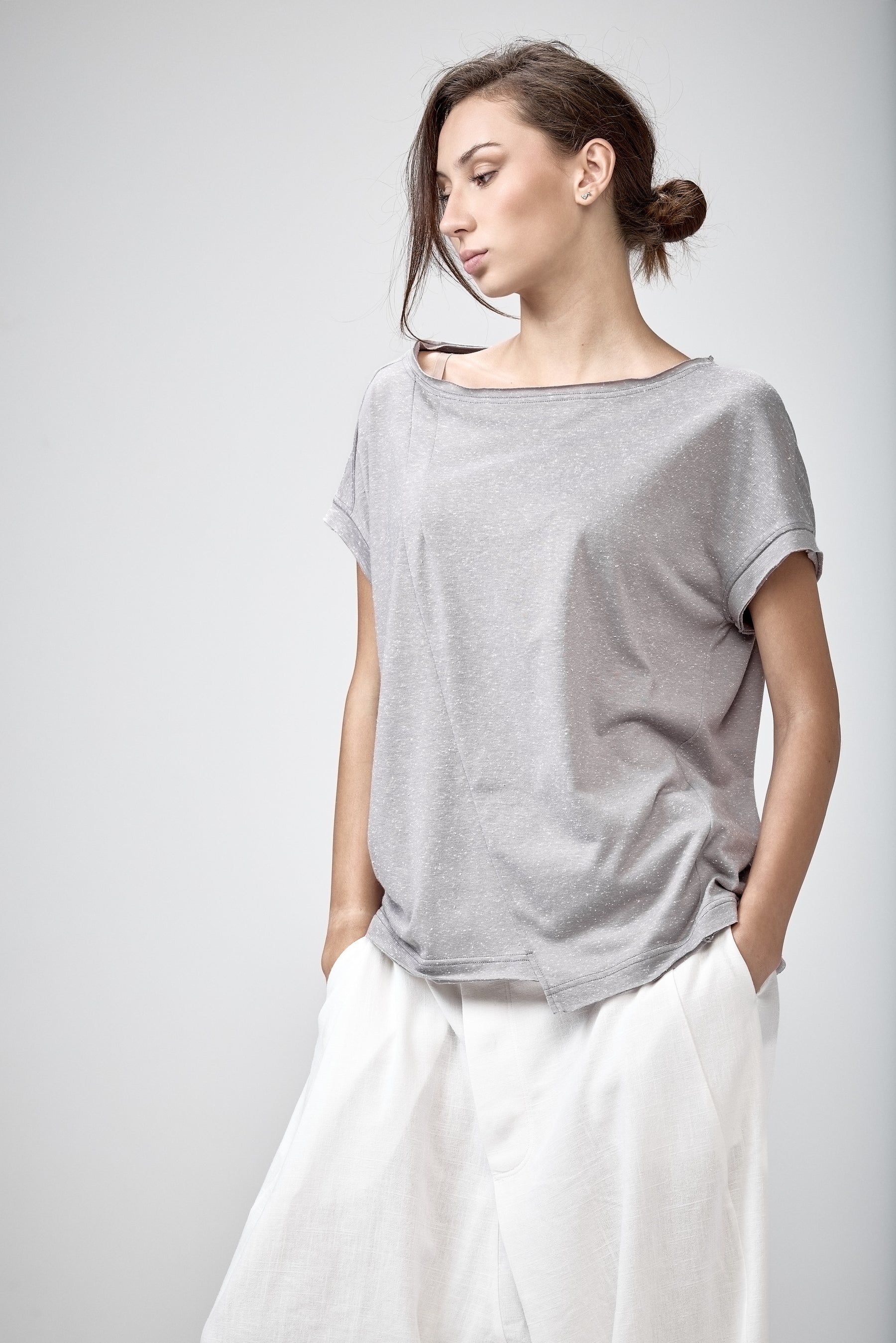 WHITE ASYMMETRICAL TOP