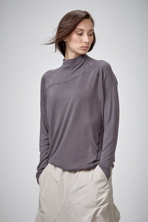 SLATE BLUE MOCK NECK LOOSE TOP