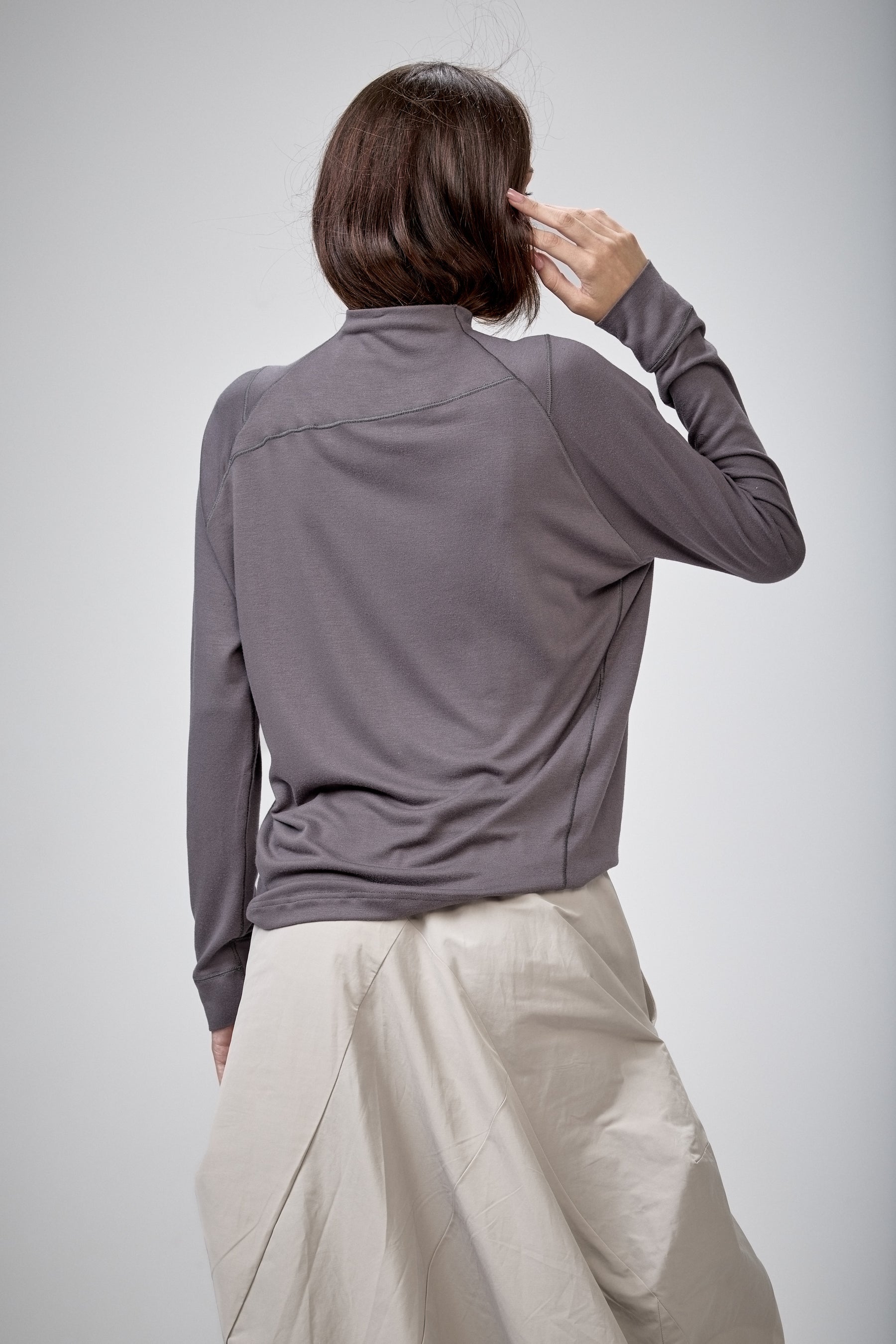 SLATE BLUE MOCK NECK LOOSE TOP