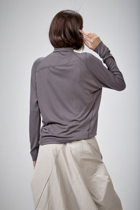 SLATE BLUE MOCK NECK LOOSE TOP