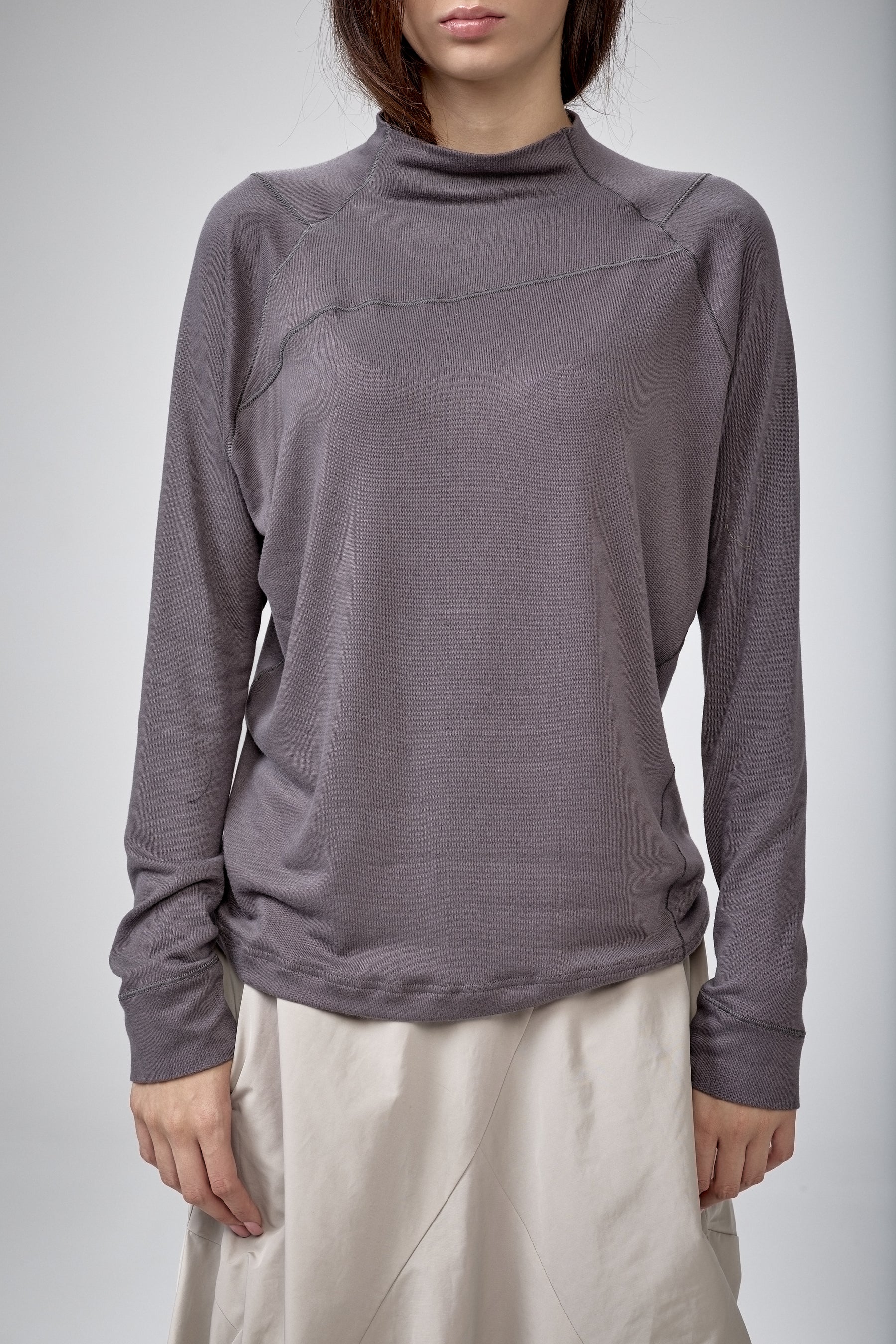 SLATE BLUE MOCK NECK LOOSE TOP