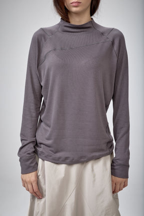 SLATE BLUE MOCK NECK LOOSE TOP