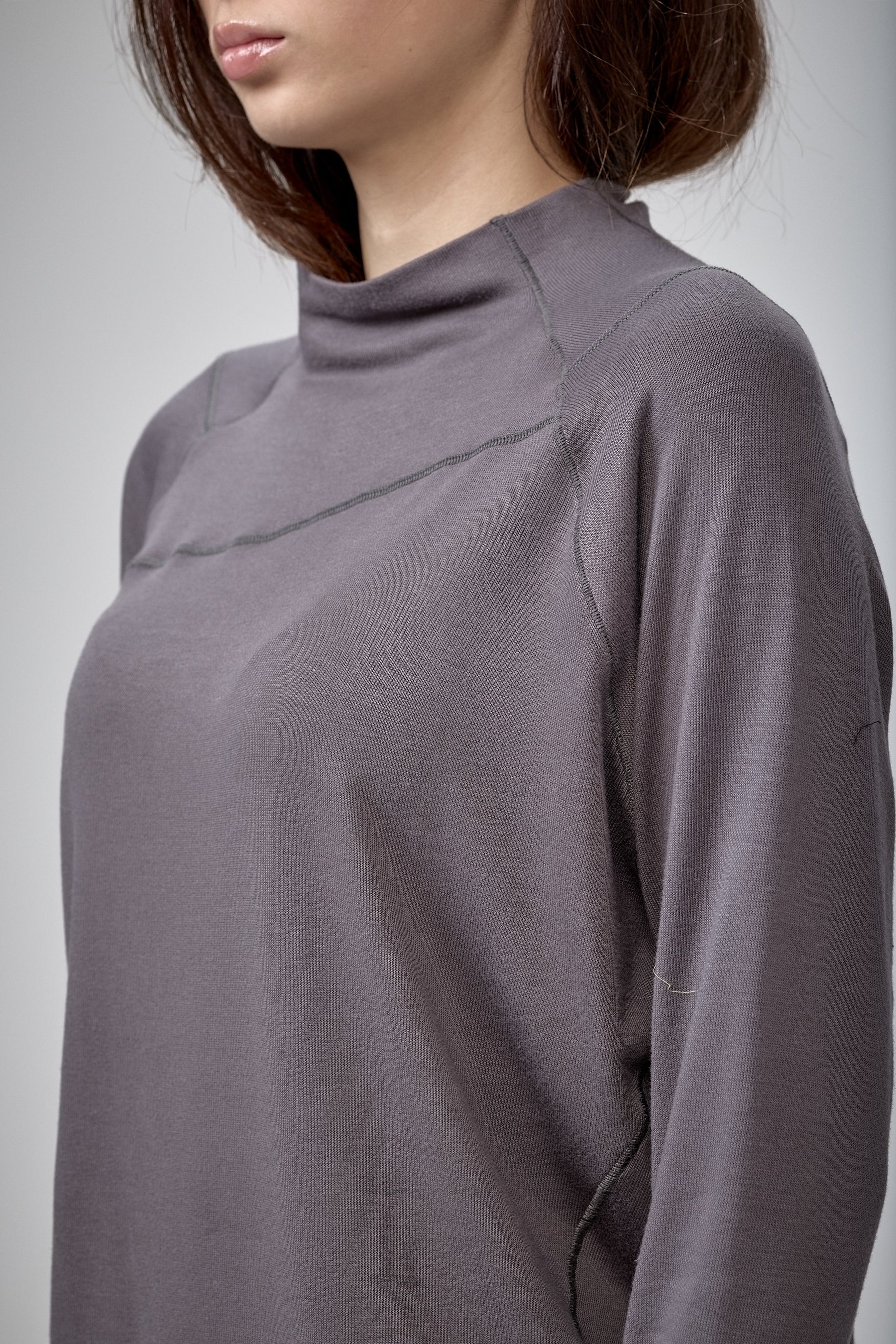 SLATE BLUE MOCK NECK LOOSE TOP