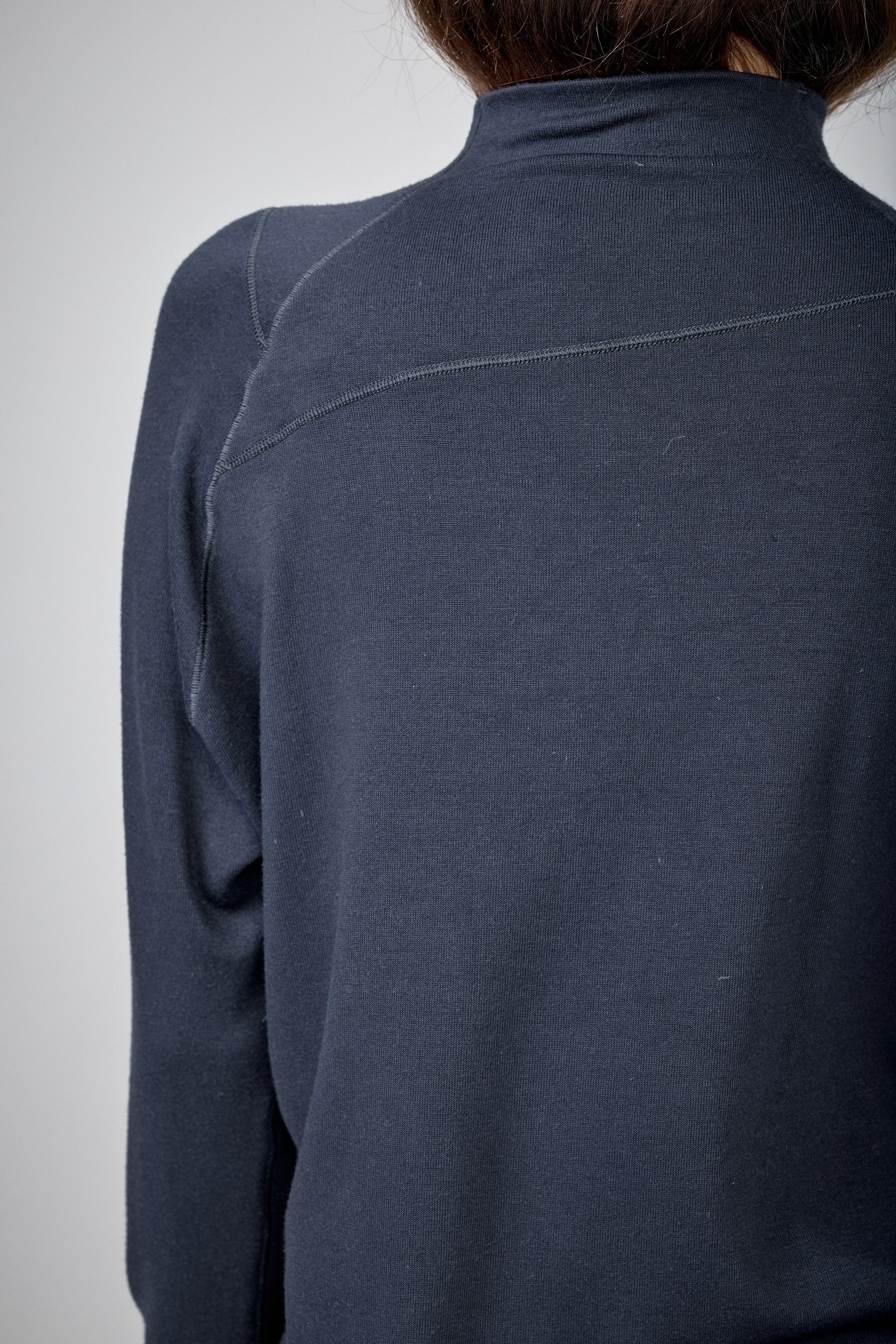 SLATE BLUE MOCK NECK LOOSE TOP