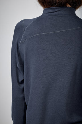 SLATE BLUE MOCK NECK LOOSE TOP