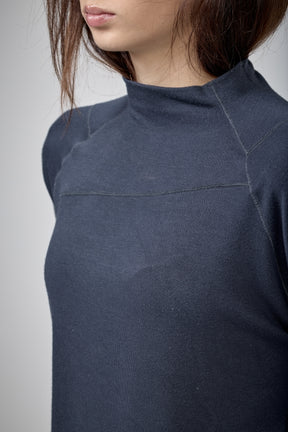 SLATE BLUE MOCK NECK LOOSE TOP