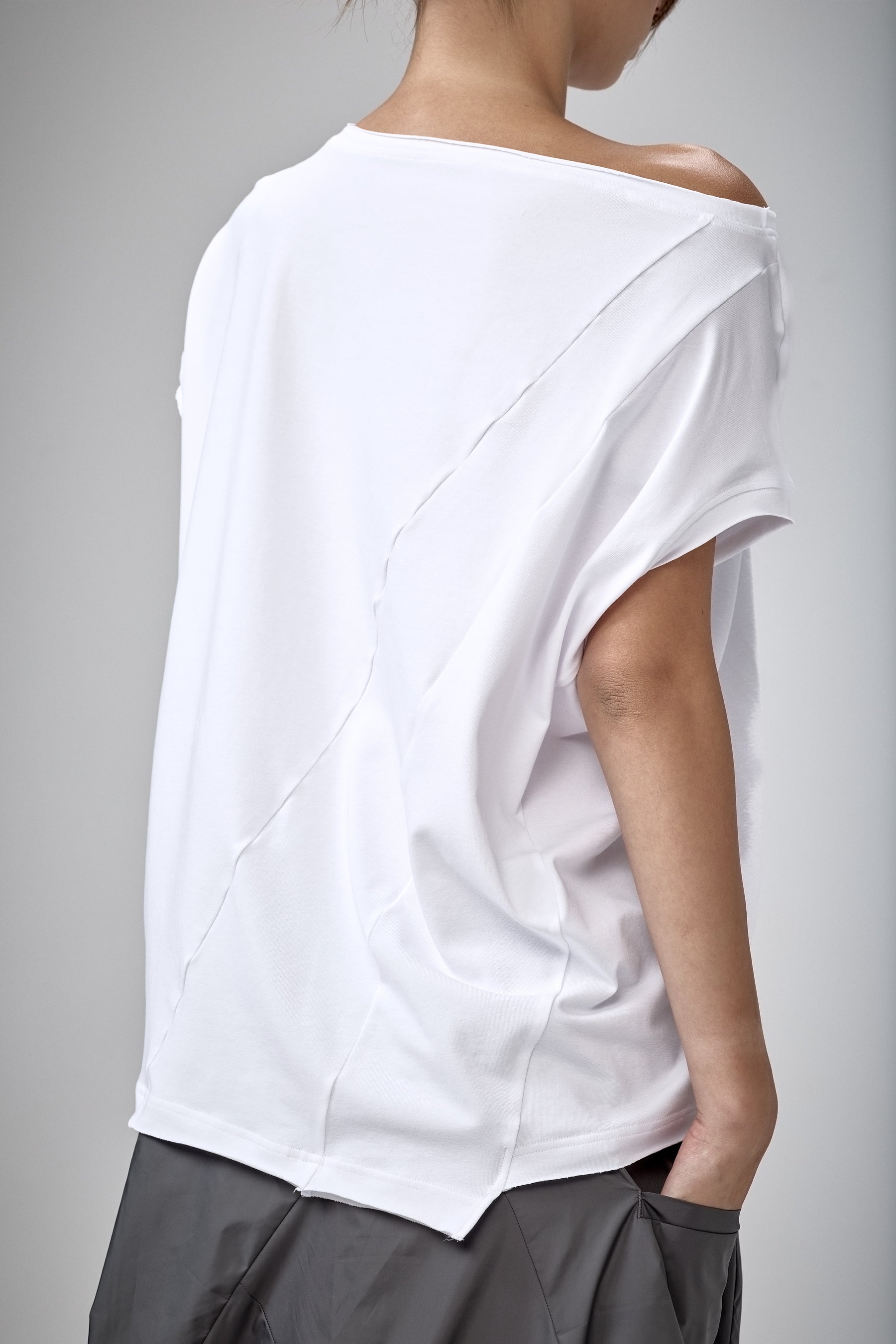 WHITE ASYMMETRICAL TOP
