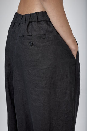 INK BLUE LOW CROTCH LINEN PANTS