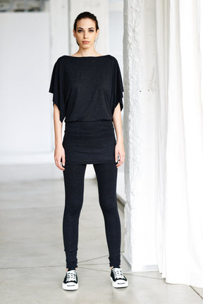 CHARCOAL MELANGE BOATNECK TUNIC TOP