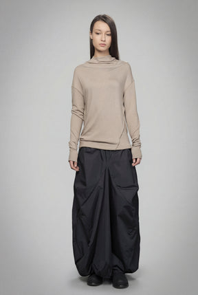 DARK BLUE & BEIGE DOUBLE SIDED DISTORTED BUBBLE SKIRT