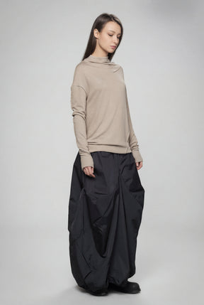 DARK BLUE & BEIGE DOUBLE SIDED DISTORTED BUBBLE SKIRT